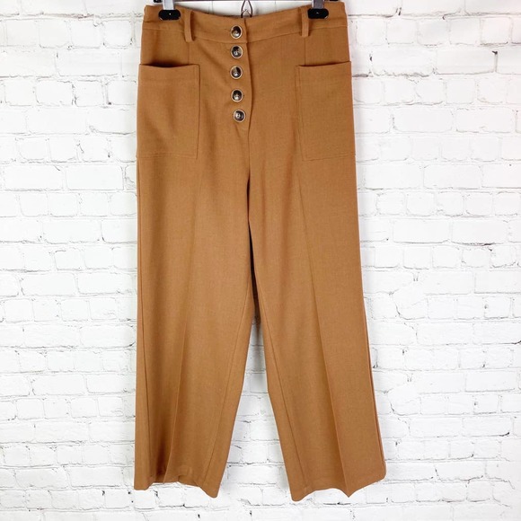 Elodie High Waist Wide Leg Pants Camel Sz S - Picture 3 of 8